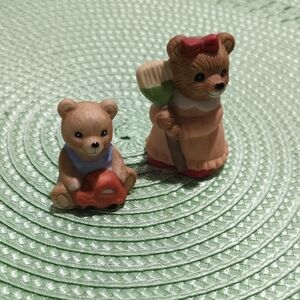Homco Tan and Red Bear Figurines